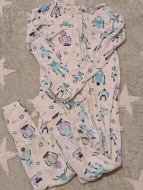 Bamboo Price Baby Robot Print Zip Footed Pajamas - Free With Purchase